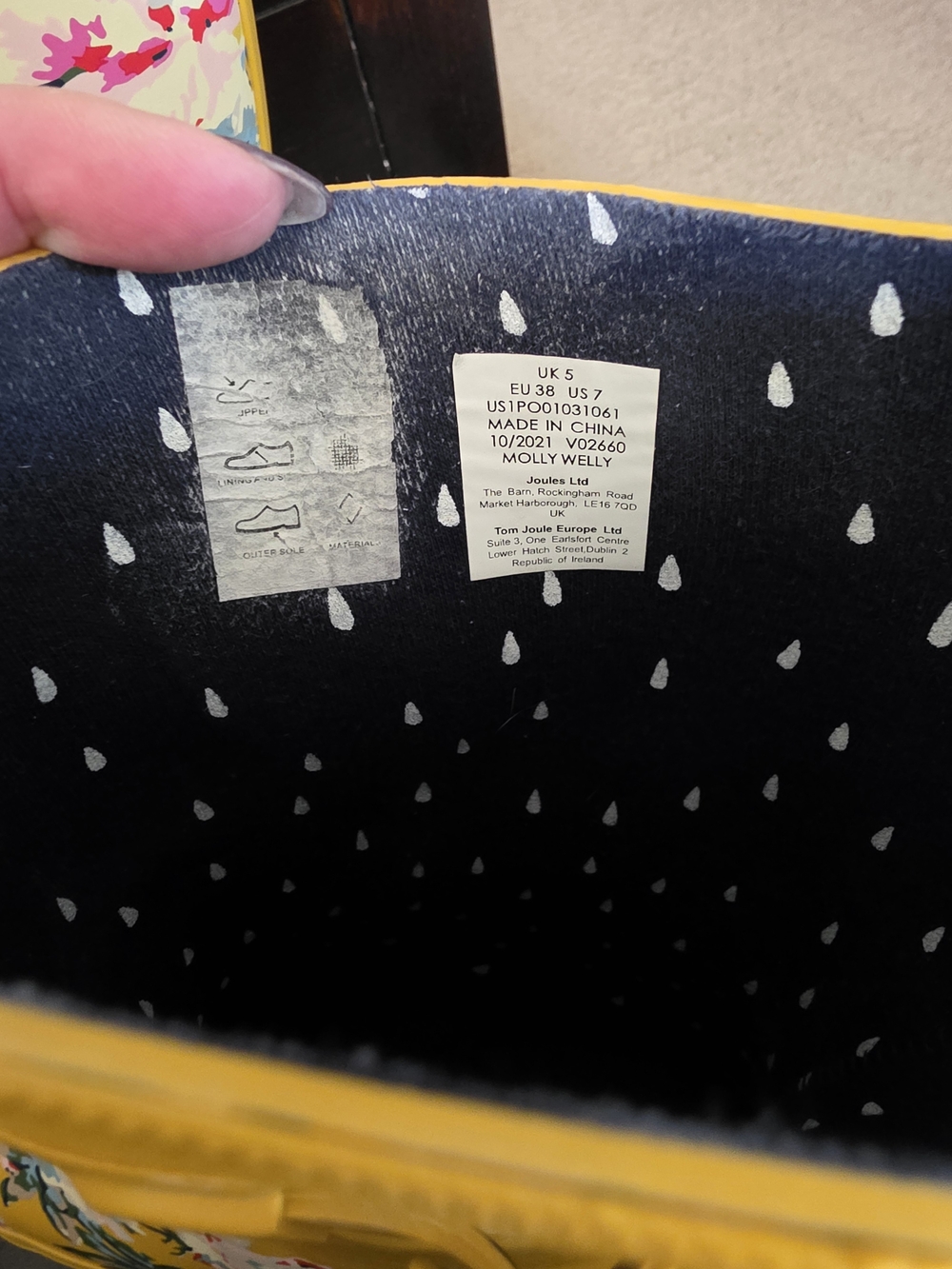 Joules Yellow Floral Women's Rain Boots - Picture 5 of 9